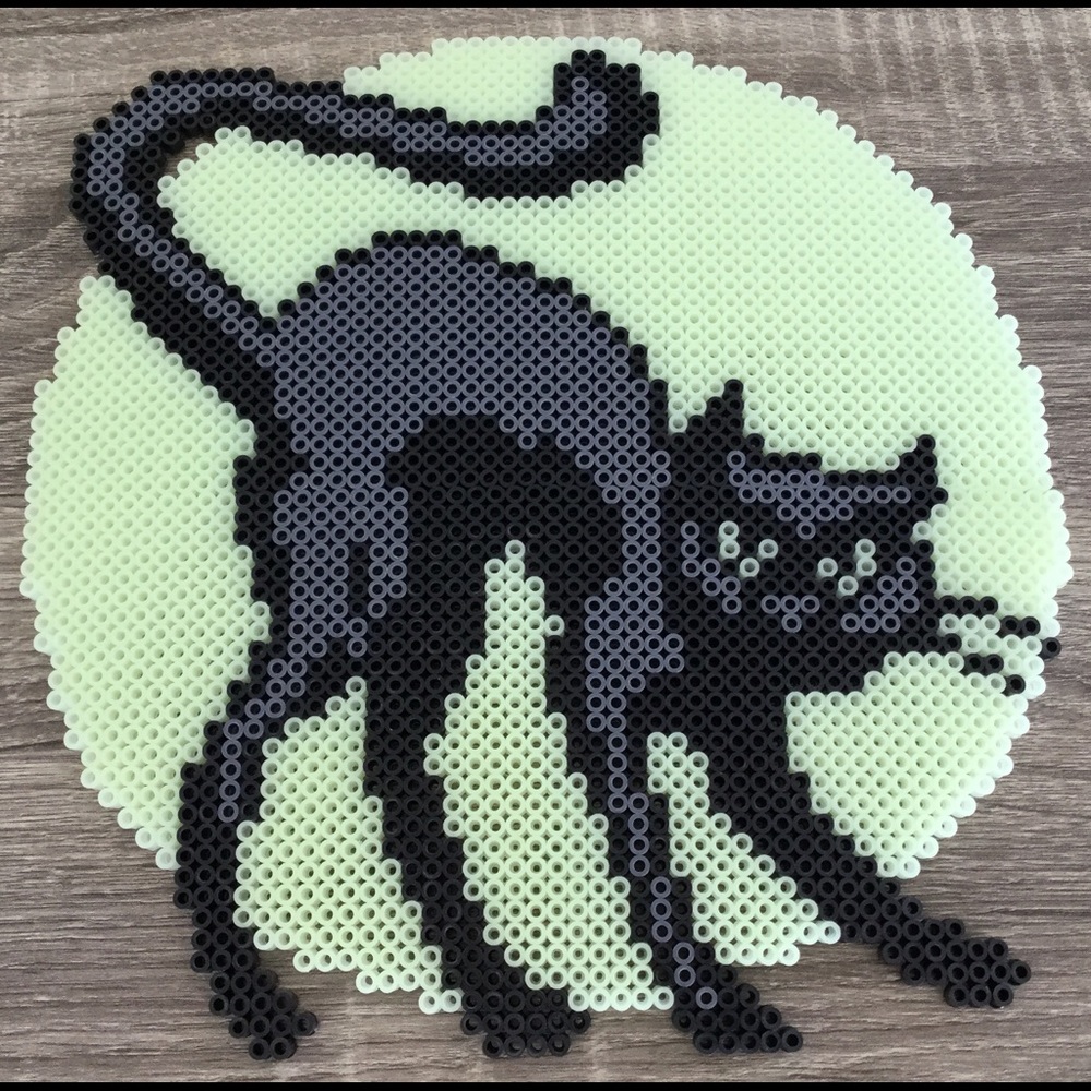 Halloween Handmade Glow In The Dark Moon and Cat
